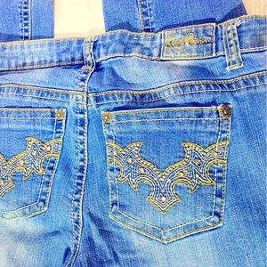 Rock & Roll Cowgirl Light Blue Embroidered Jeans by Royal Premium size 8